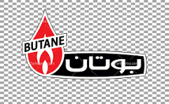 پرچم قرمز و سفید با نوشته "BUTANE" و لوگو بوتان